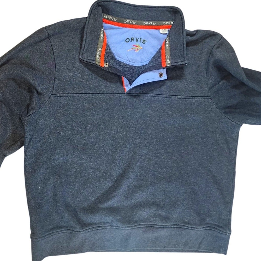 ORVIS Men's Pullover XX Large Blue Long Sleeve Quarter Zip Sweatshirt
